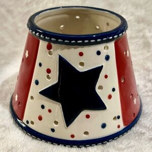 NEW 🇺🇸 HAND CRAFTED PATRIOTIC RED WHITE BLUE STAR DESIGN JAR CANDLE SHADE COVER